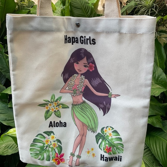 Adorable Hawaii Hula Dancer “Hapa Girls” Canvas Tote Bag - Picture 1 of 3